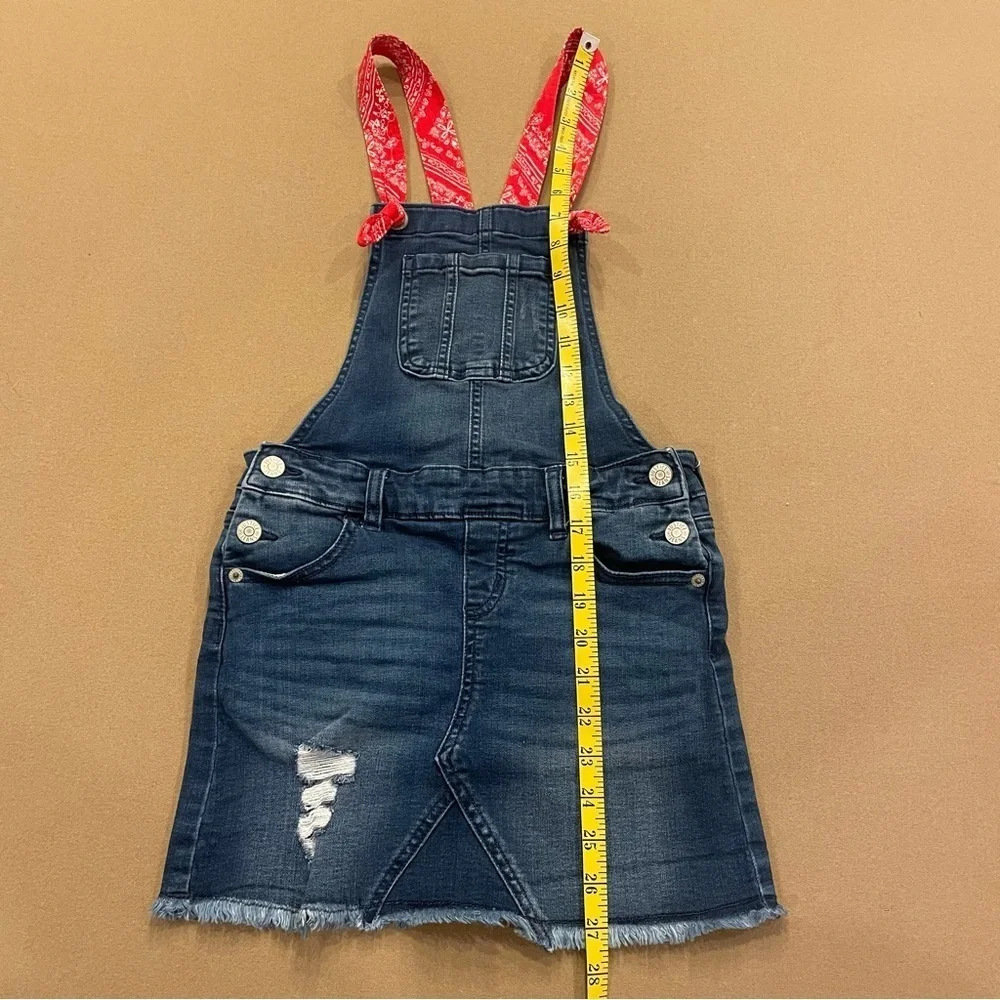 Girl’s Justice Denim Overall Skirt with Red Bandana Straps Size 10